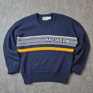 Vtg 80s Cliff Engle Michigan Wolverines Sweater XL